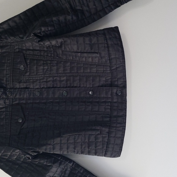 Gap Quilted Jacket Women Medium Black Pockets Motorcycle Bikercore Y2K Retro - Picture 2 of 15